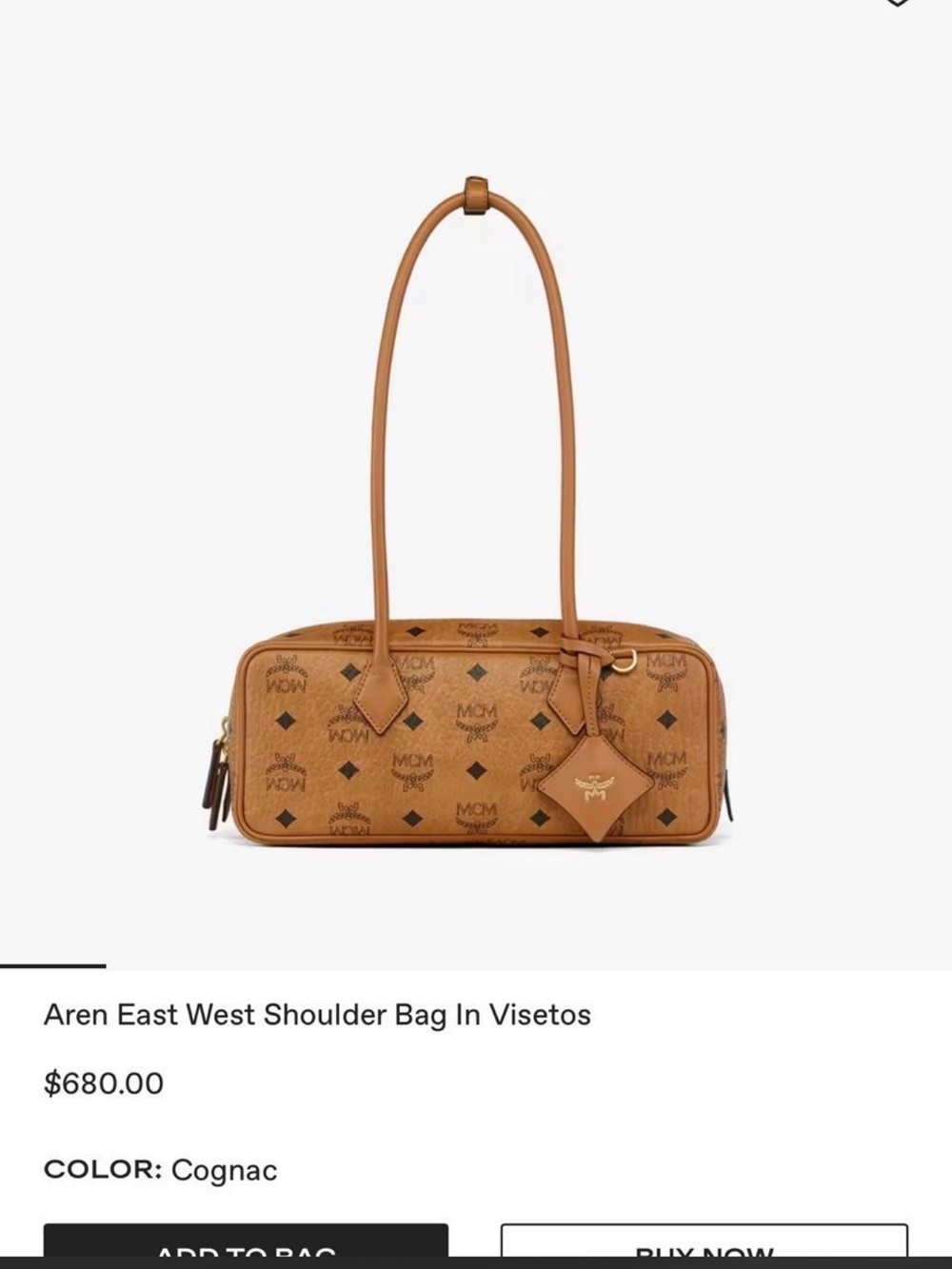 MCM Cognac Visetos East-West Shoulder Bag